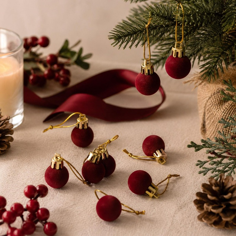 2cm Wine Red Velvet Christmas  - Home Decor Indonesia review and price