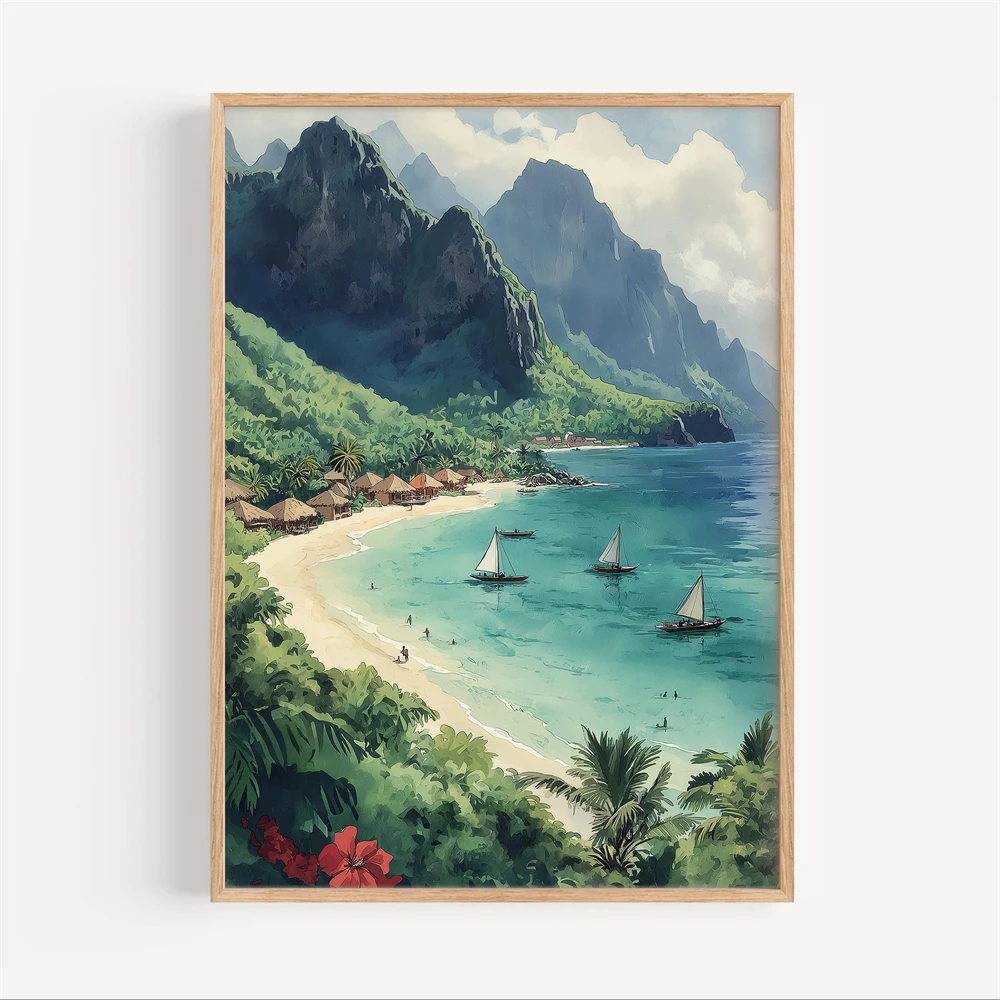 Lombok Watercolor Canvas Paint - Home Decor Indonesia review and price