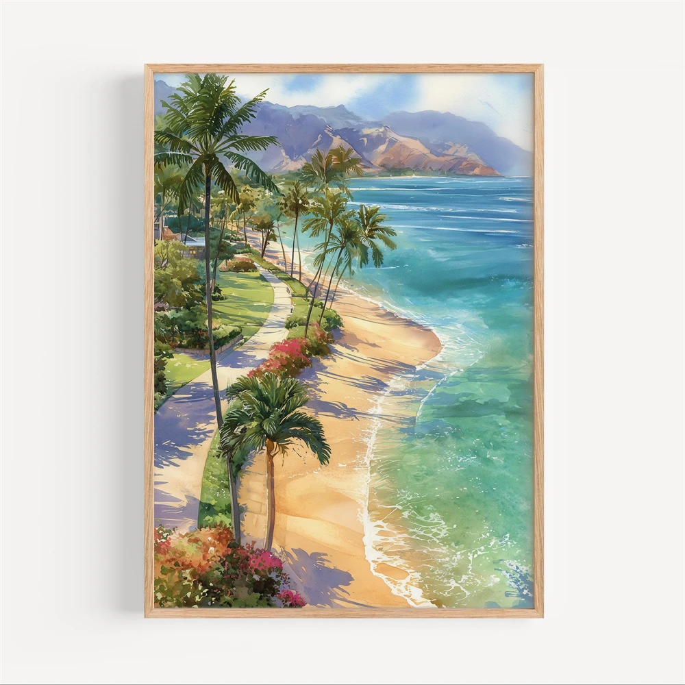 Lombok Watercolor Canvas Paint - Home Decor Indonesia review and price