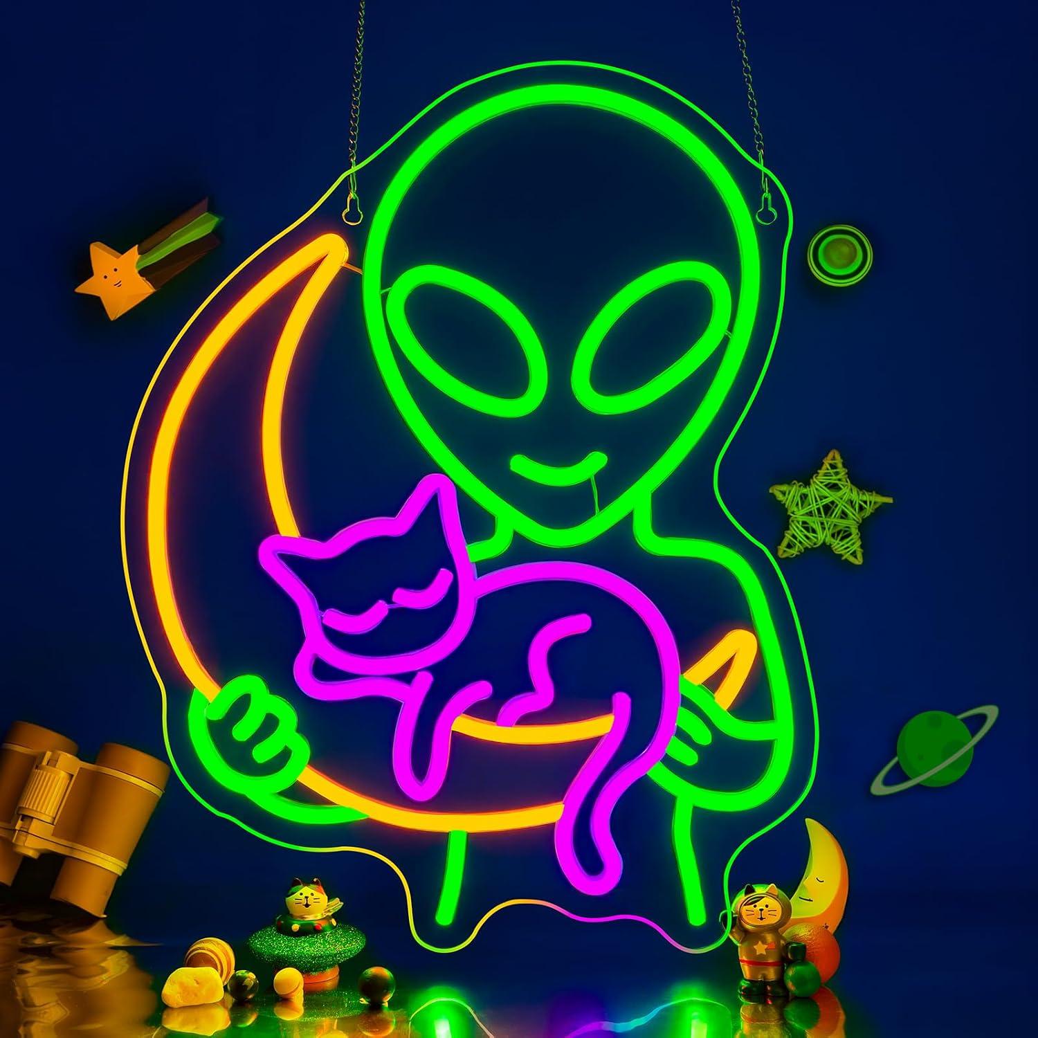 Alien Cat Neon Sign Sleepy Cat - Home Decor Theme review and price