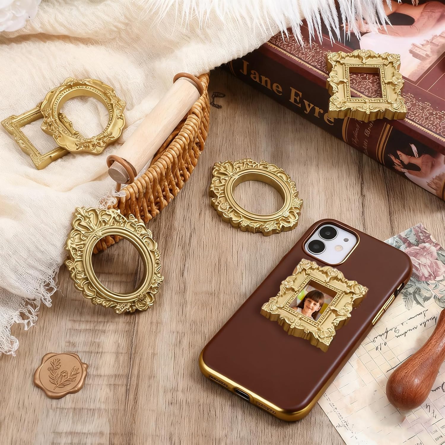 5/20Pcs Vintage Golden Mini Re - Bamboo Photo Frame review and price